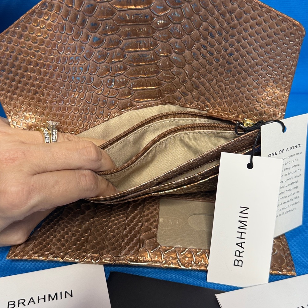 NWT ~ BRAHMIN VERONICA HONEY BROWN SANDALWOOD GORGEOUS GENUINE LEATHER WALLET - Picture 14 of 16